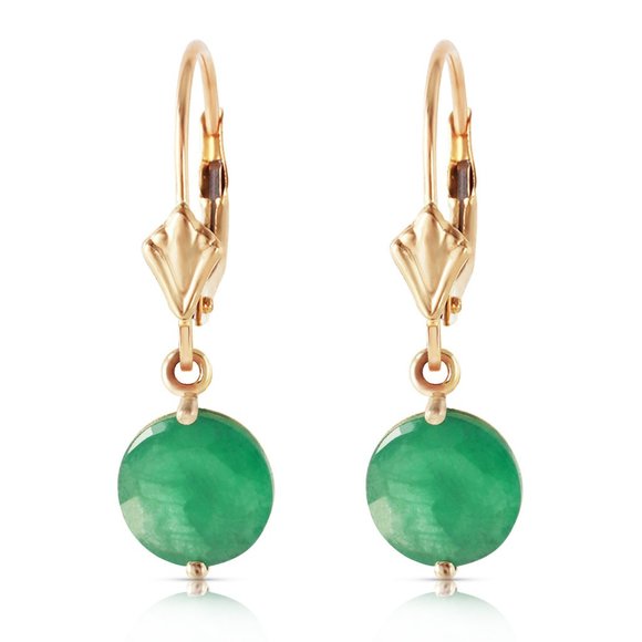 14K. SOLID GOLD LEVERBACK EARRING WITH EMERALDS - Picture 2 of 5